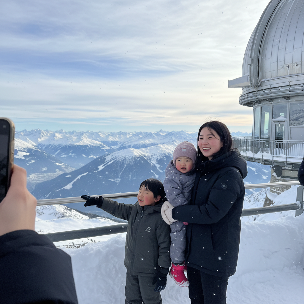 스핑크스 전망대에서 알프스를 배경으로 찍은 가족사진