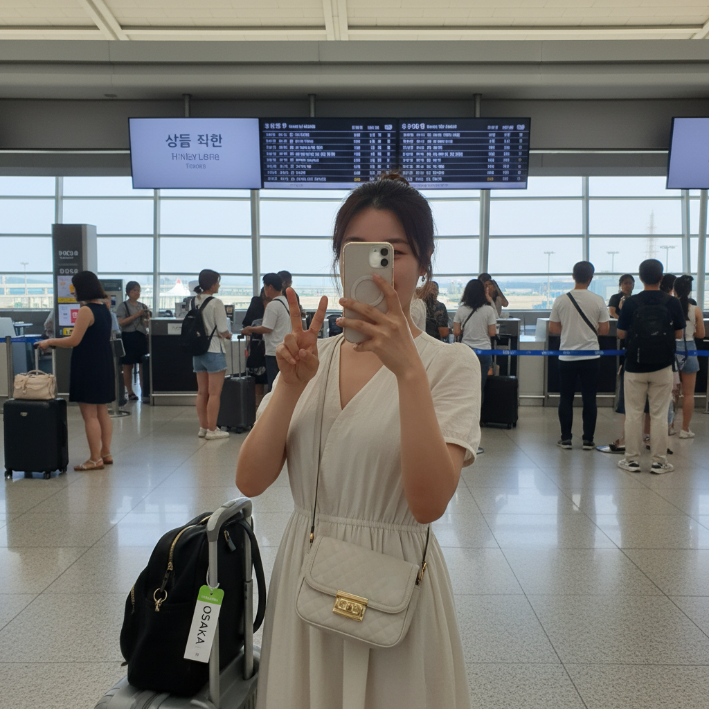 인천공항 출국장에서 찍은 셀카