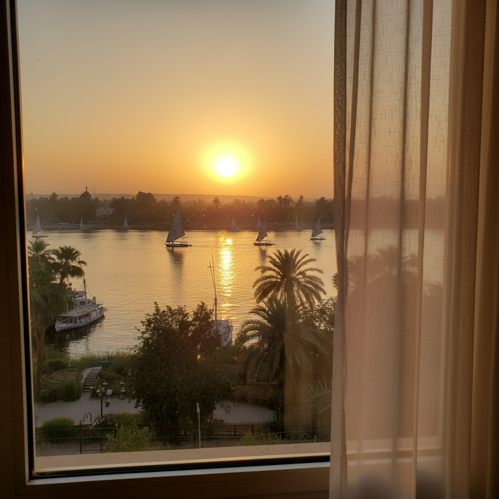 호텔 객실에서 바라본 나일강 석양