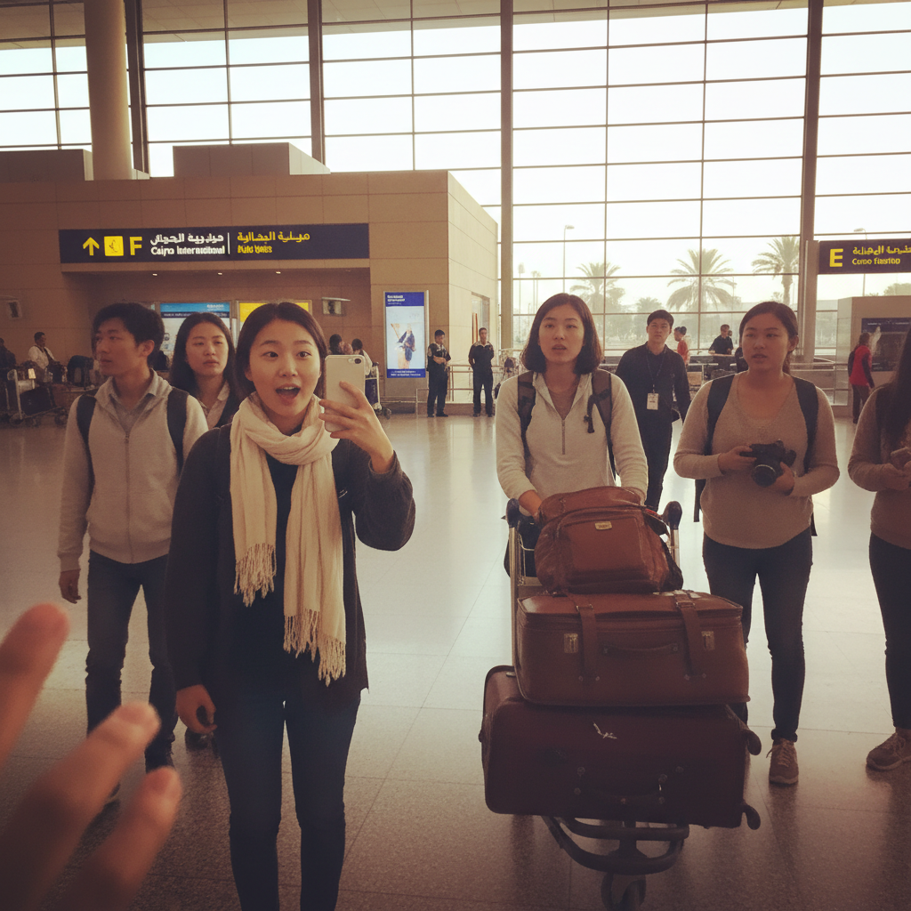 카이로 공항 도착 장면