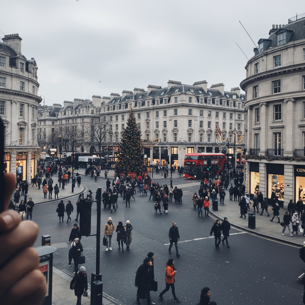 런던 호텔 창문에서 바라본 거리 전경