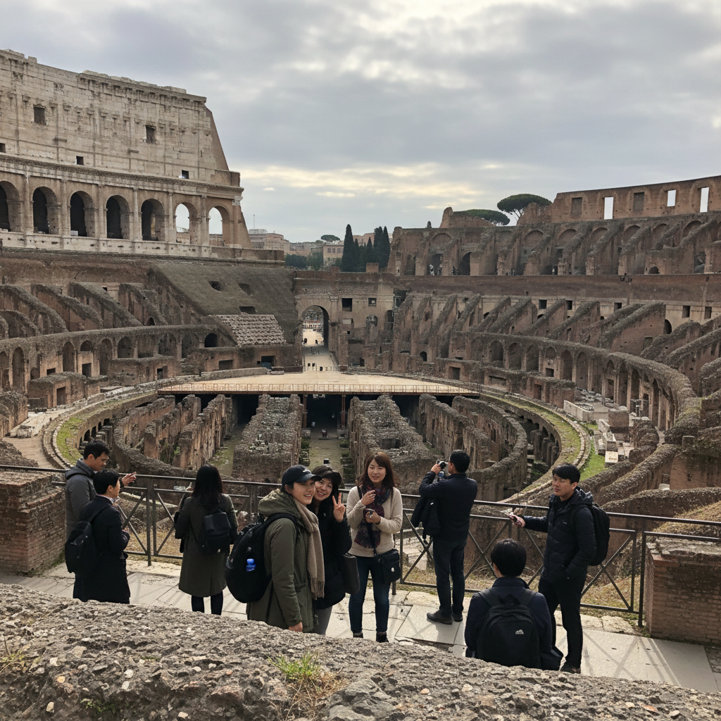 콜로세움 내부에서 찍은 웅장한 전경 사진