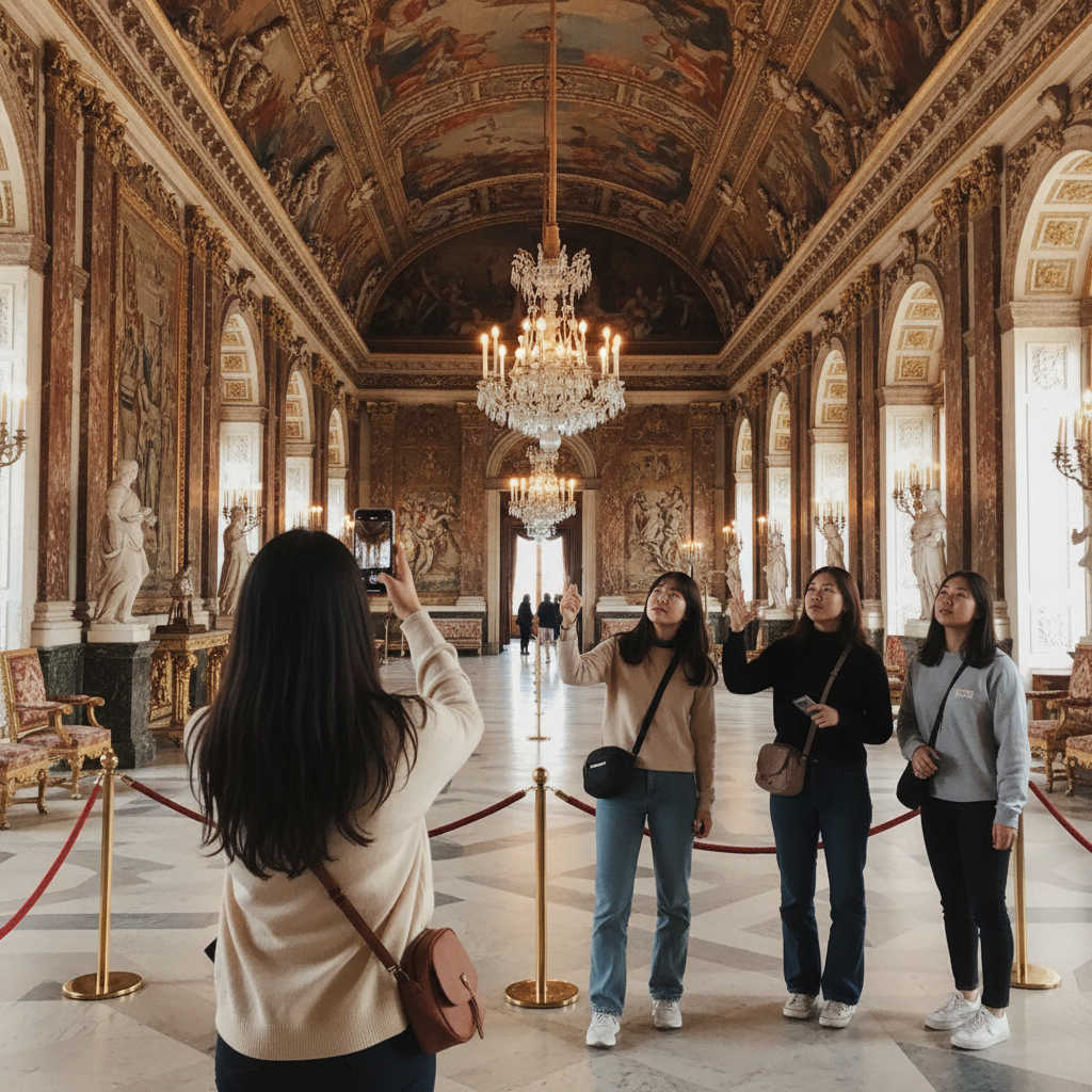 마드리드 왕궁의 화려한 내부 장식과 넓은 홀