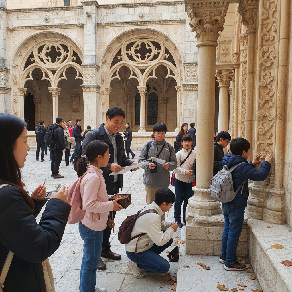 제로니모스 수도원에서 보물찾기하는 아이들