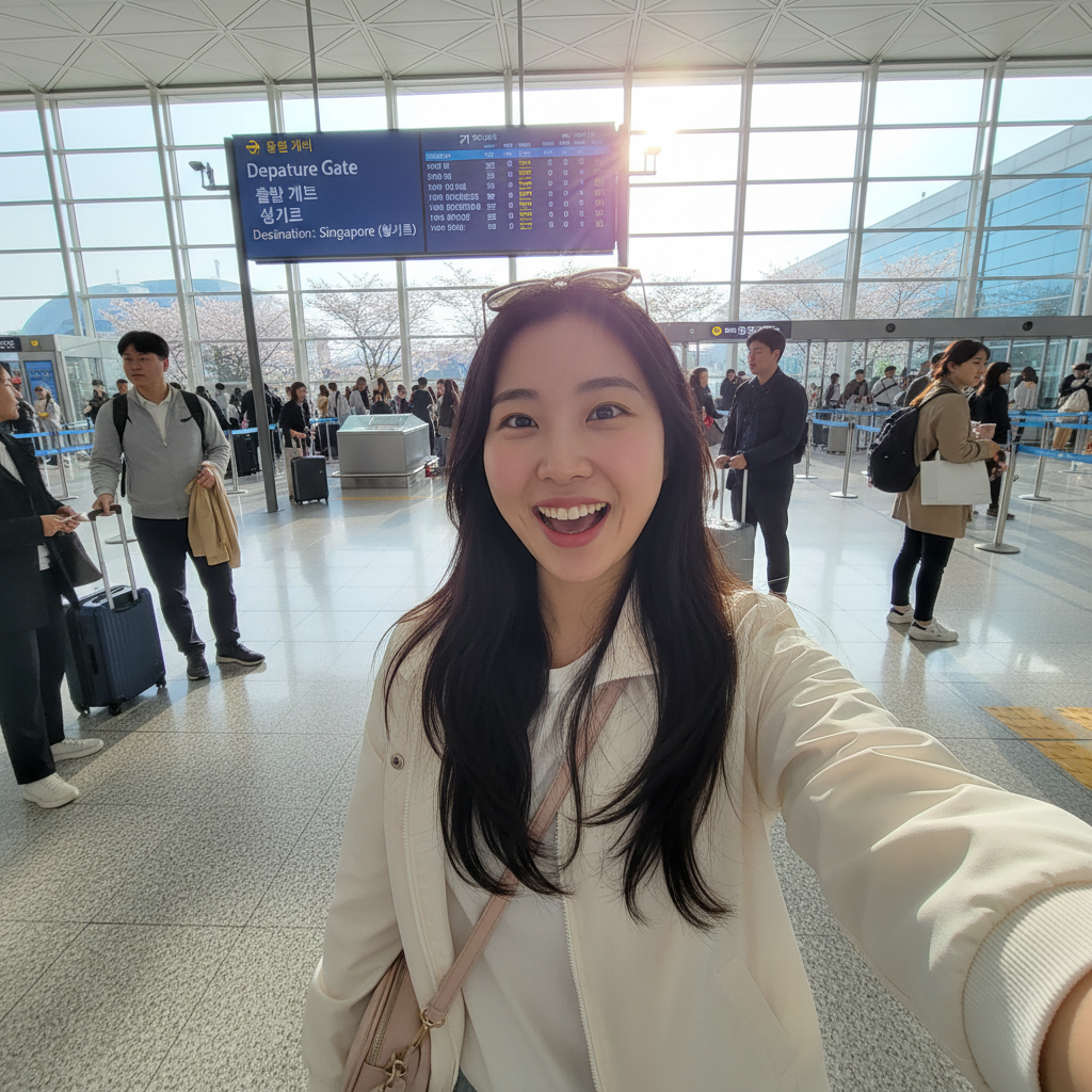 인천공항 출발 게이트 앞 셀카
