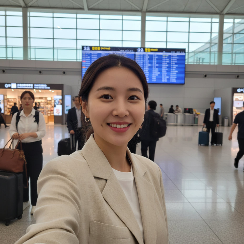 인천공항 출국장에서 찍은 셀카