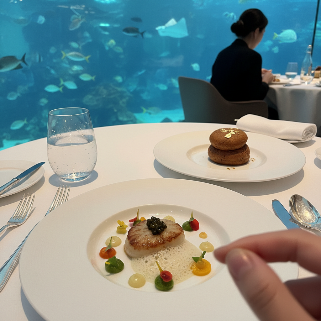 오시아노 레스토랑의 고급 코스 요리