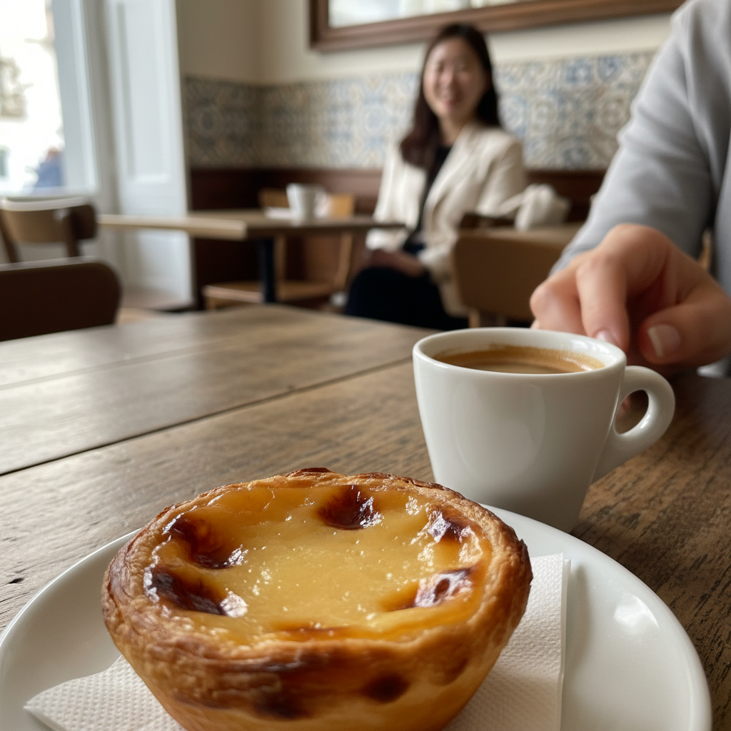 포르투갈 전통 디저트 파스텔 드 나타와 에스프레소 커피