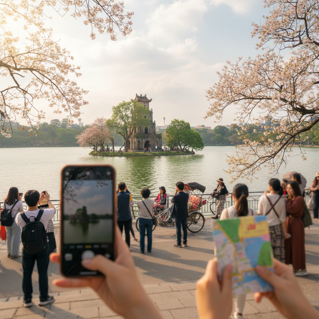 하노이 호안끼엠 호수의 봄 풍경