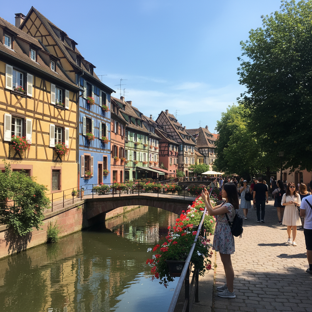 스트라스부르 쁘띠 프랑스 지구의 운하와 알록달록한 목조 건물들