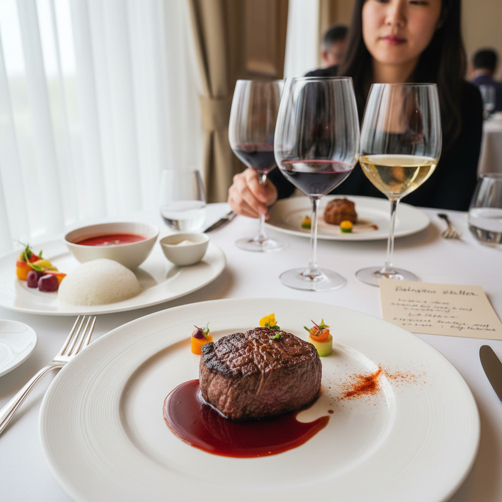 미쉐린 레스토랑의 화려한 코스 요리