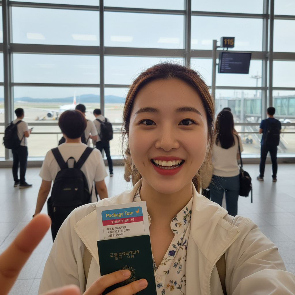 인천공항 출발 게이트에서 찍은 셀카