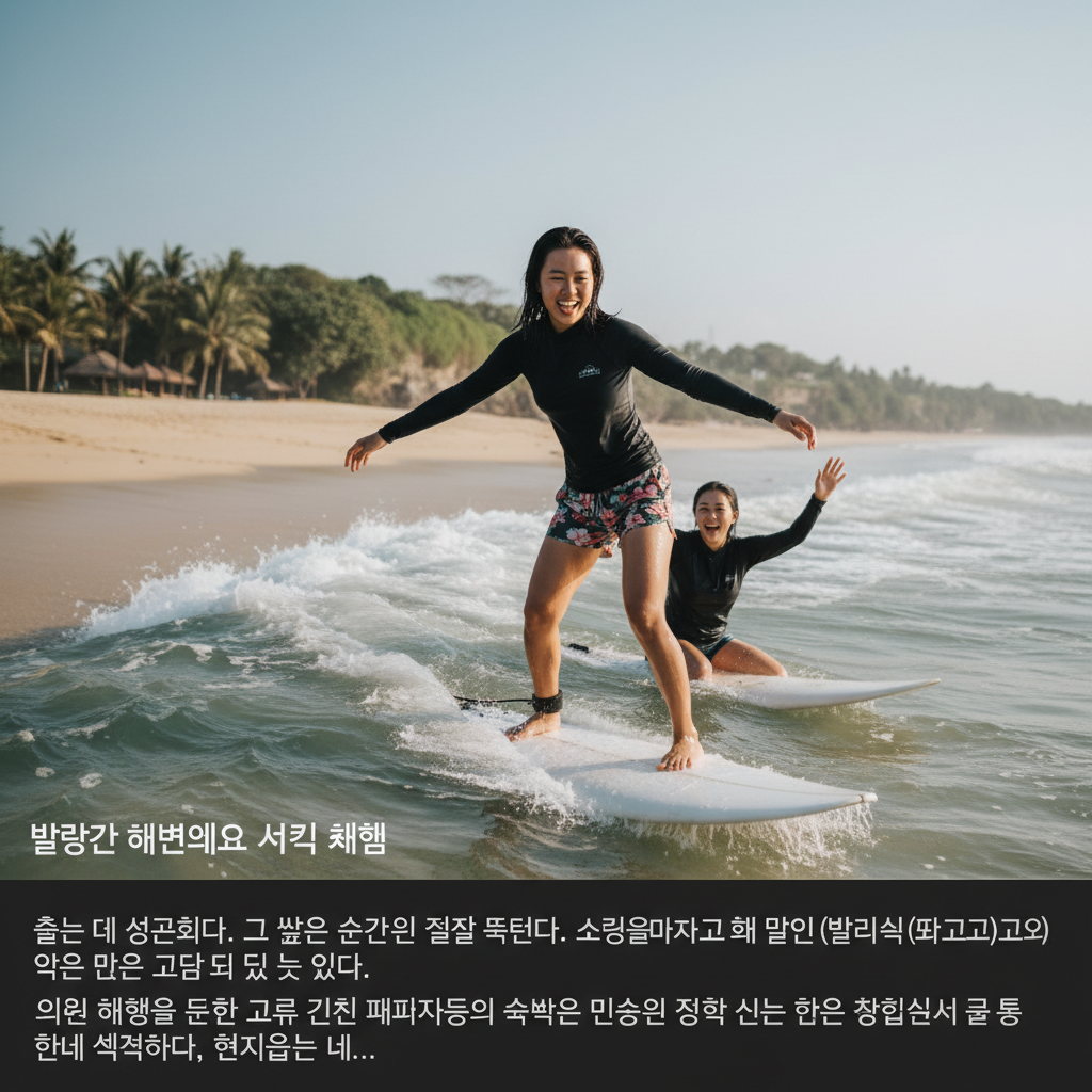 발랑간 해변에서의 서핑 체험