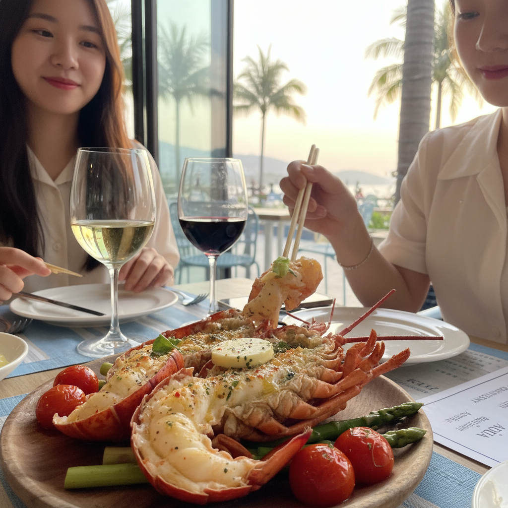아쿠아 레스토랑의 랍스터 요리