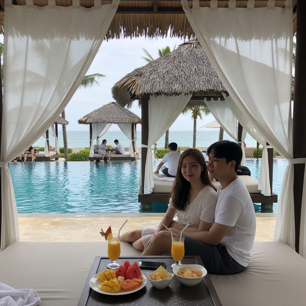 리조트 인피니티 풀과 프라이빗 카바나