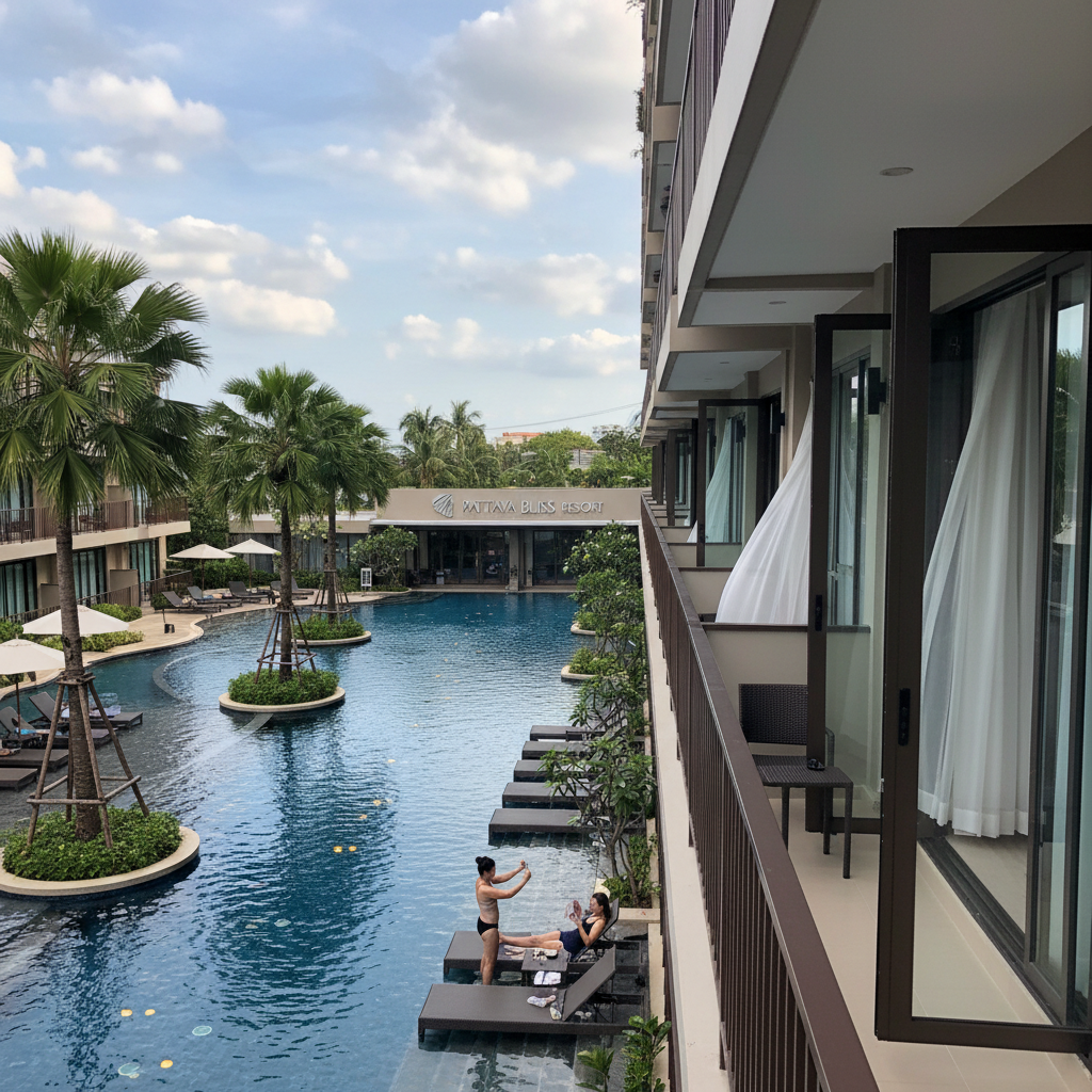 호텔 수영장과 객실 전경