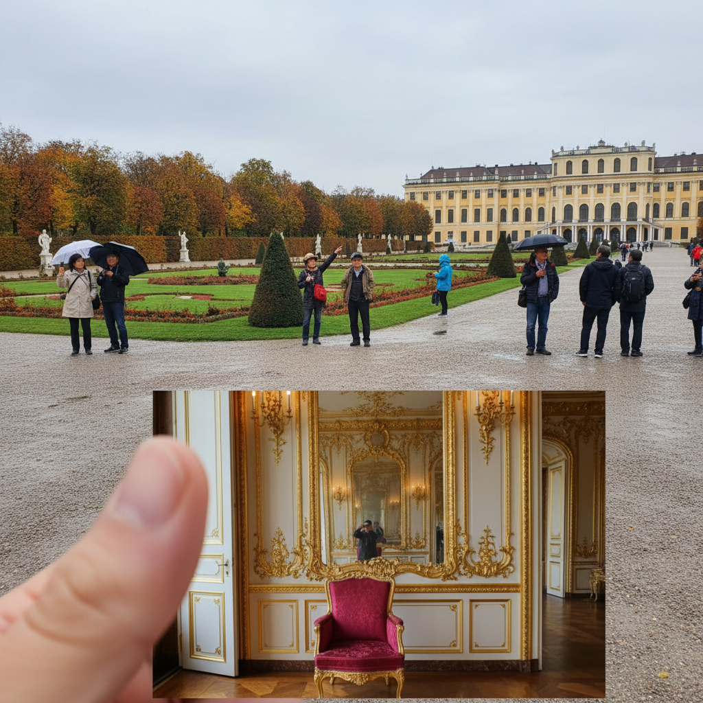 비엔나 쇤브룬 궁전의 웅장한 정원과 황금빛 실내 장식