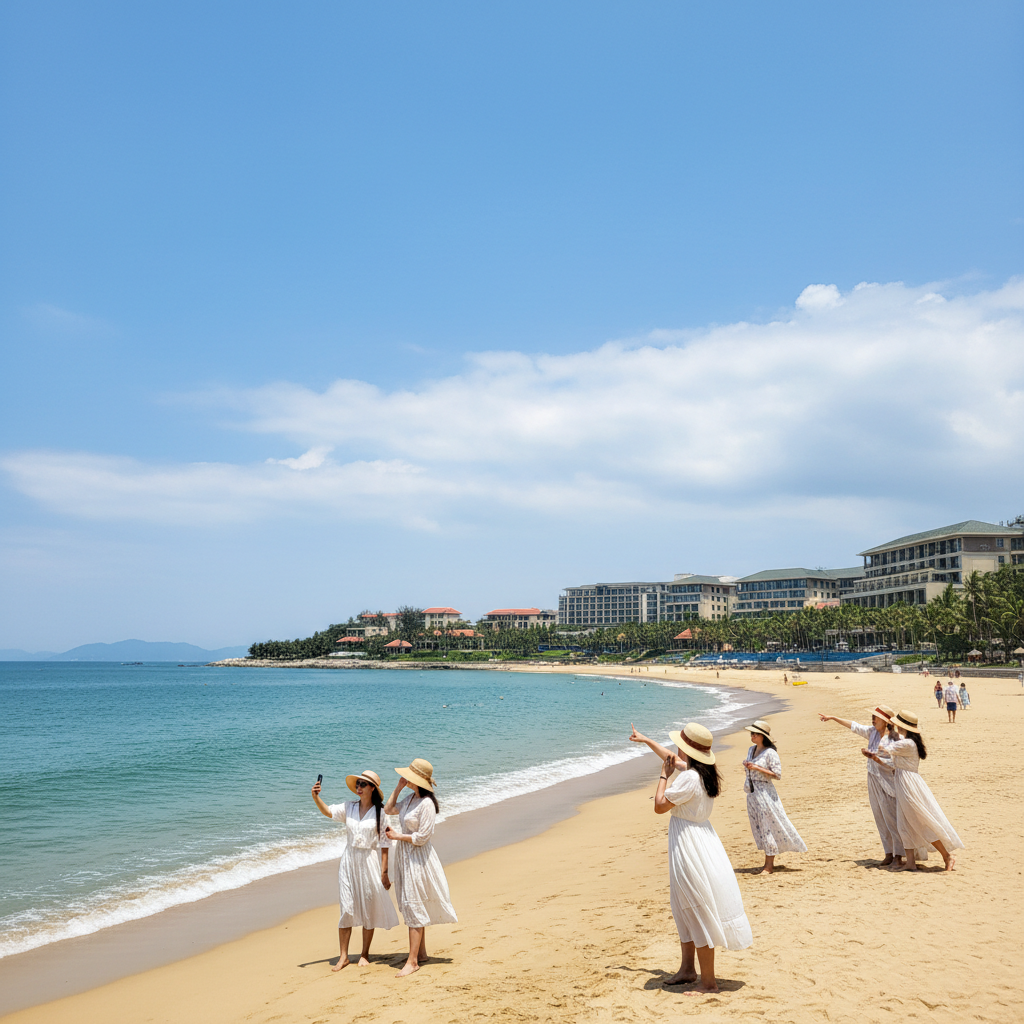 다낭 미케 비치의 아름다운 해안선과 고급 리조트가 늘어선 전경