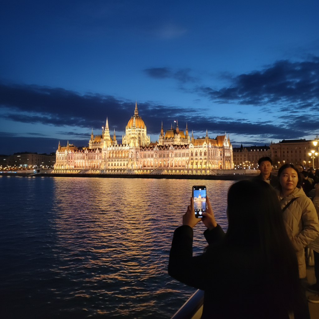 부다페스트 국회의사당과 도나우강 유람선에서 바라본 야경