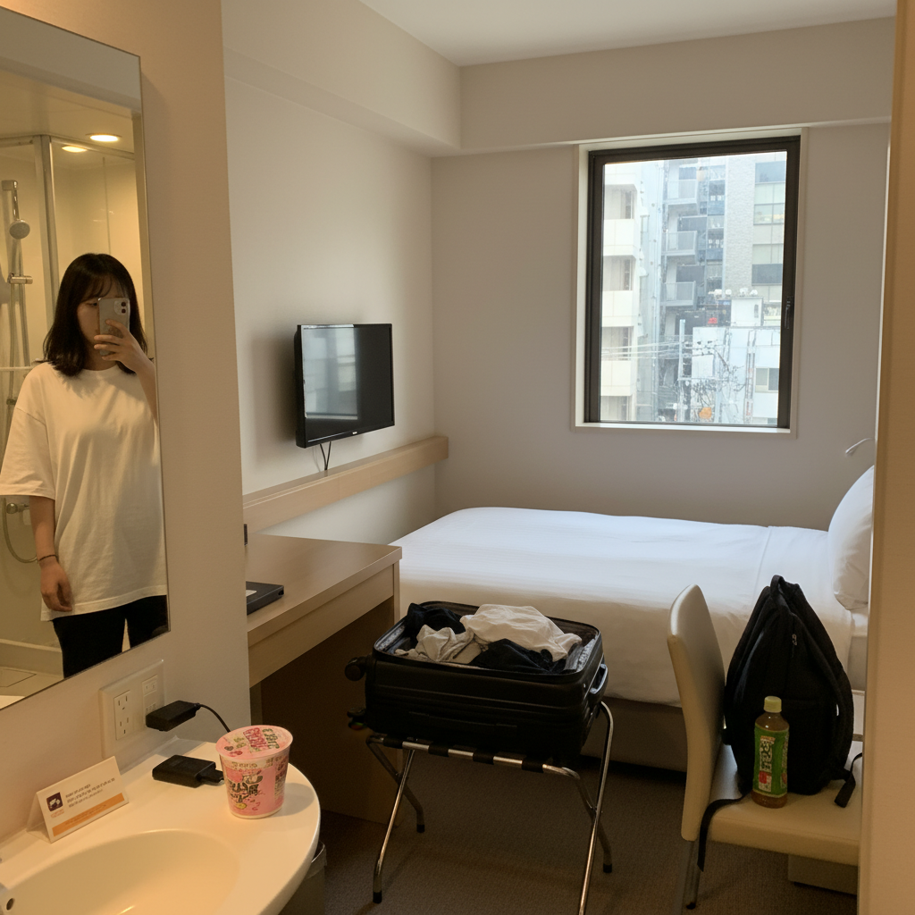 신주쿠 근처 비즈니스 호텔 객실 내부