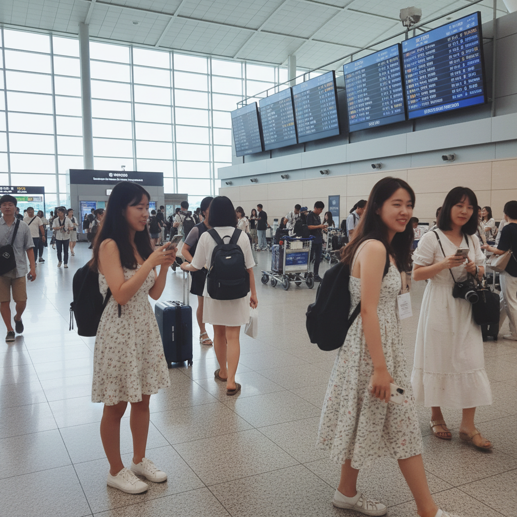 김포공항 출국장 모습