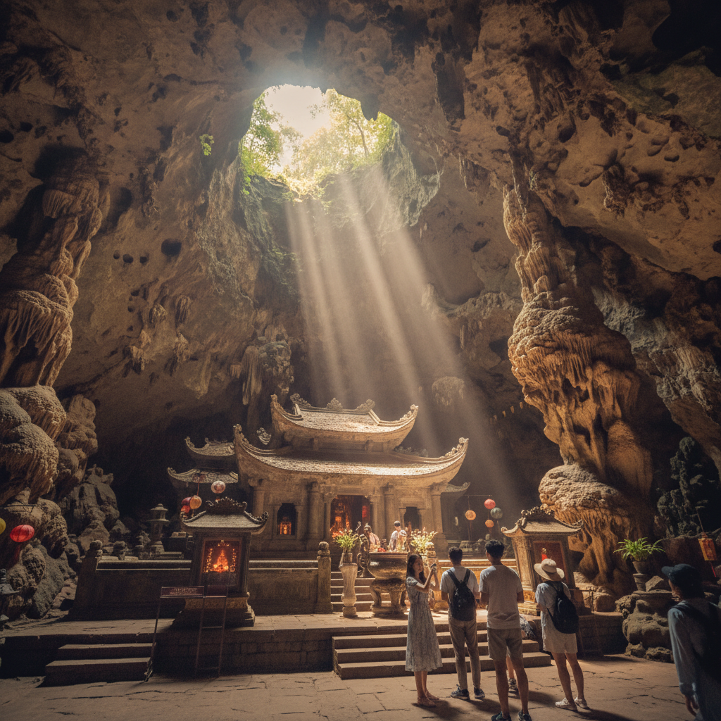 마블 마운틴의 웅장한 석회암 동굴과 사원 내부
