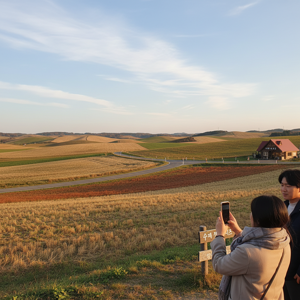 비에이 패치워크로드의 가을 풍경과 언덕