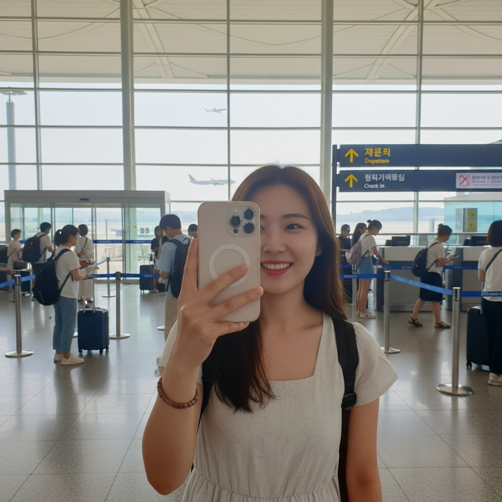 인천공항 출국장에서 찍은 셀카