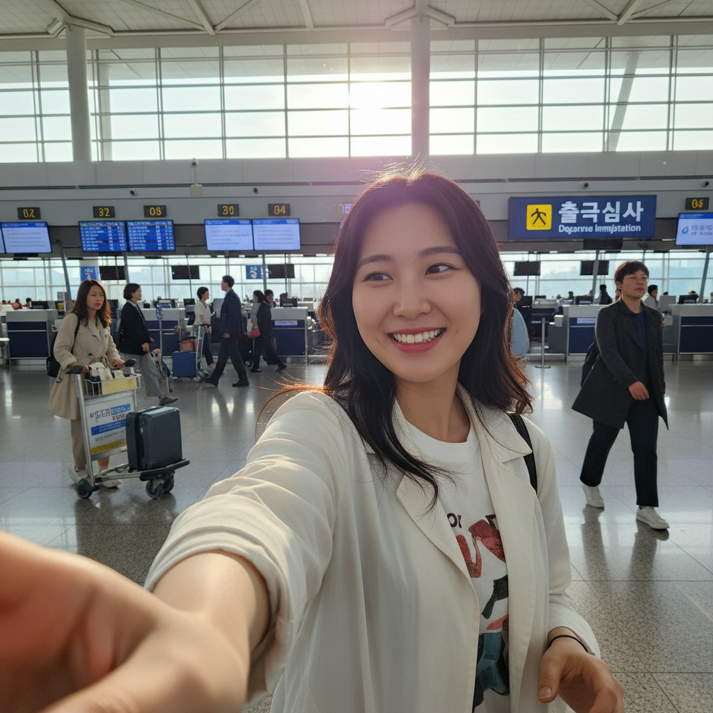 인천공항 출국장에서 찍은 셀카
