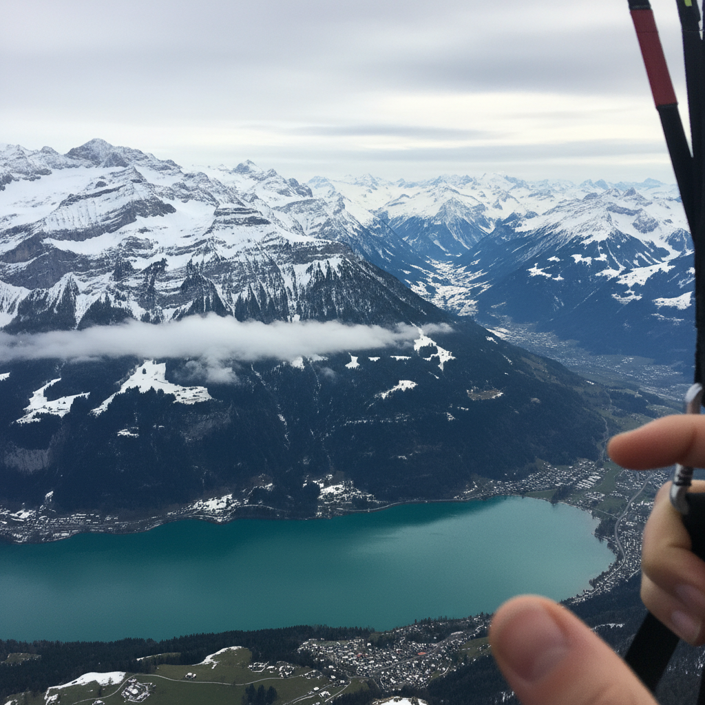 인터라켄에서 패러글라이딩하며 찍은 알프스 전경