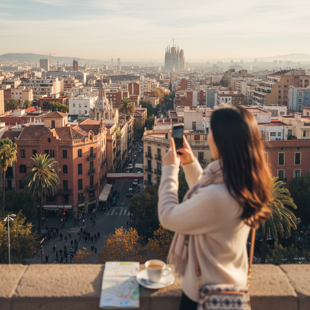호텔 테라스에서 바라본 바르셀로나 시내 전경