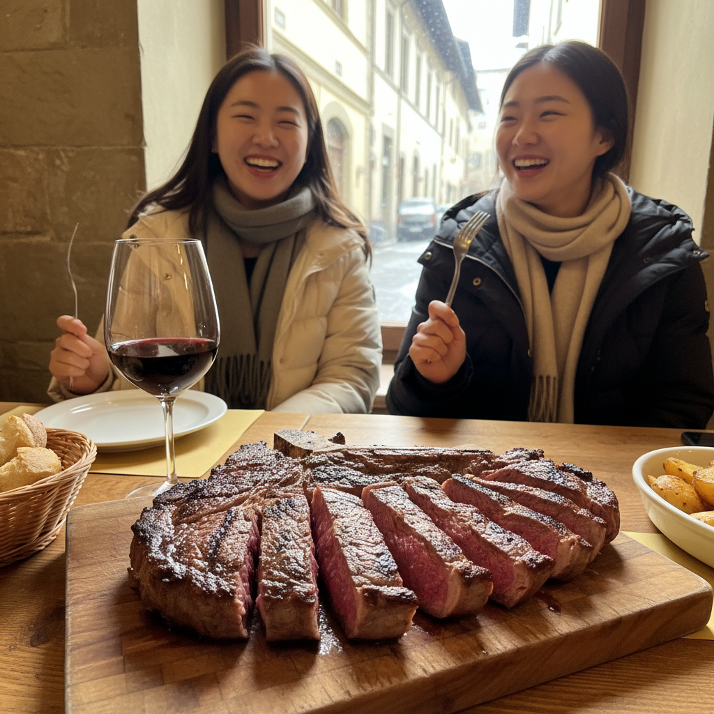 피렌체에서 먹은 티본 스테이크와 와인