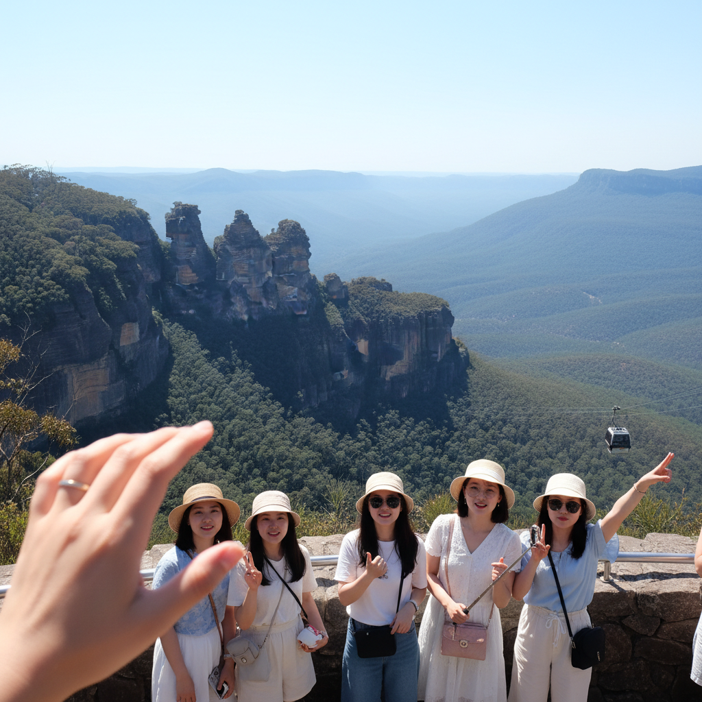 블루마운틴 쓰리 시스터스와 푸른 계곡 전경