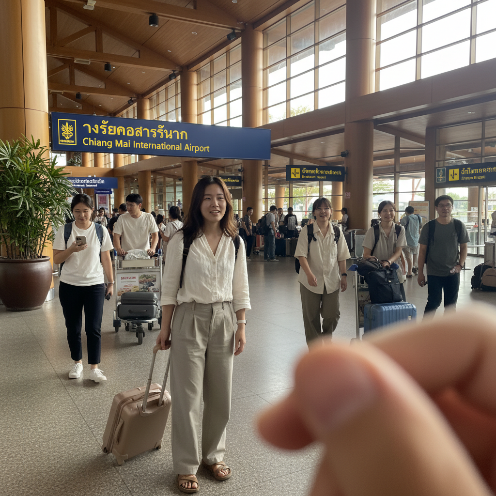 치앙마이 공항에 도착한 모습