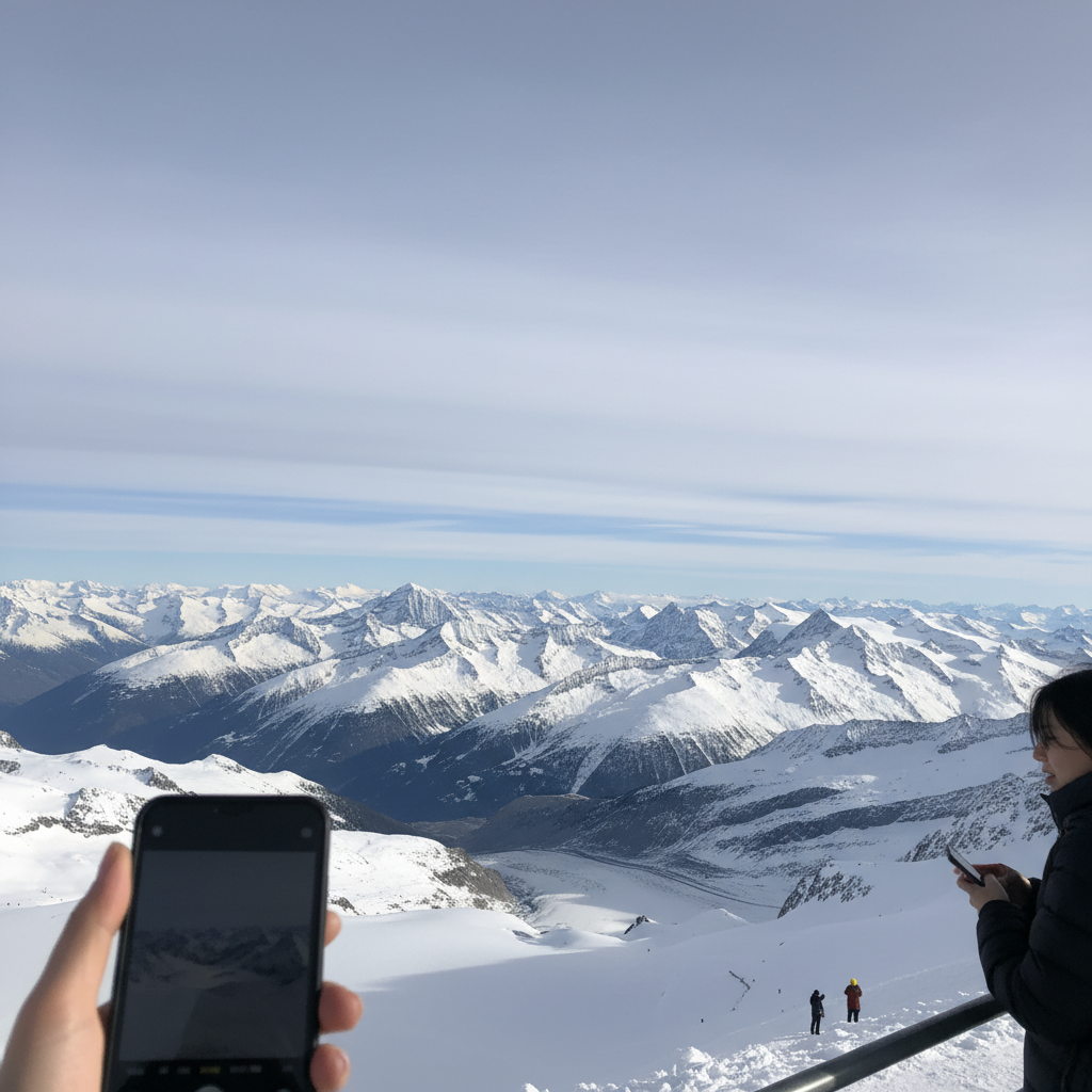 융프라우요흐에서 바라본 알프스 산맥의 파노라마 전경