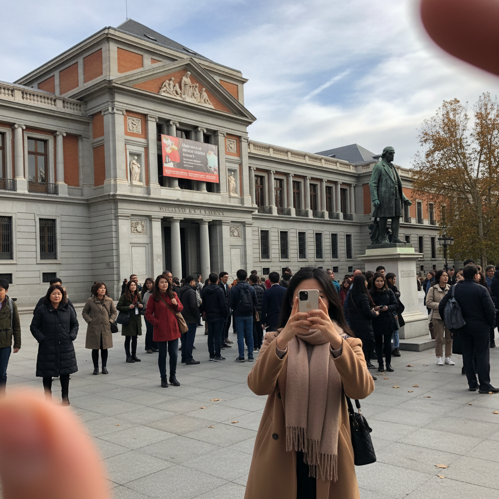 마드리드 프라도 미술관 앞에서 찍은 사진