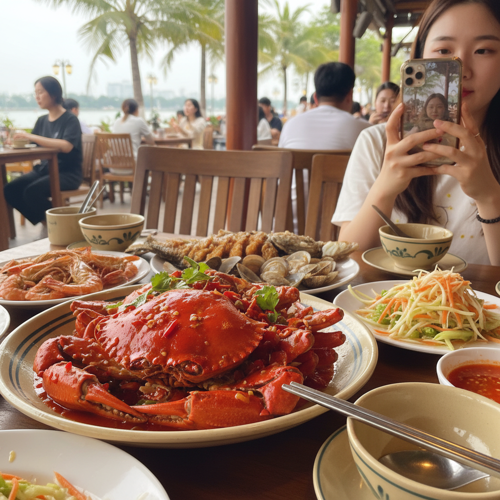 다낭 해산물 요리와 칠리 크랩