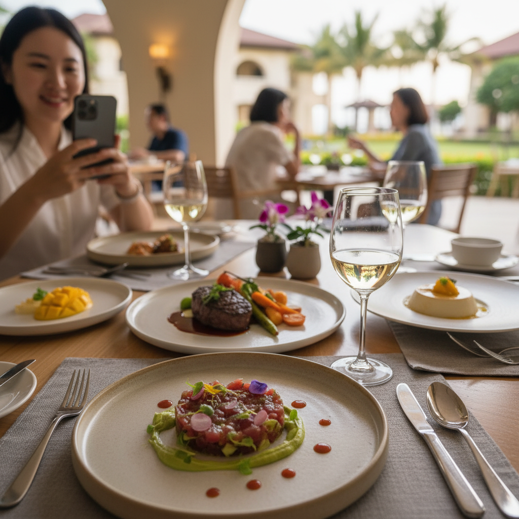 정교하게 플레이팅된 시그니처 코스 요리