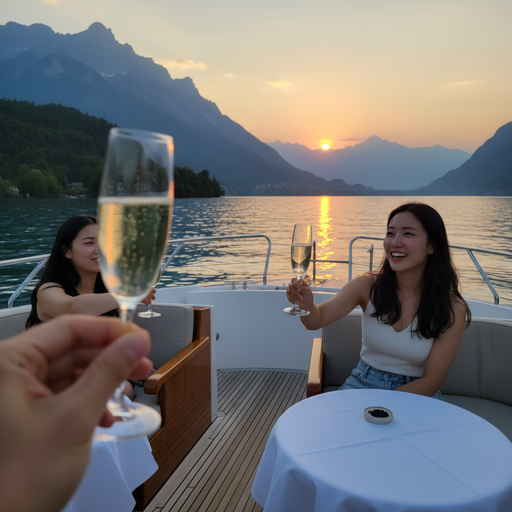 루체른 호수에서의 프라이빗 요트 투어와 알프스 전경