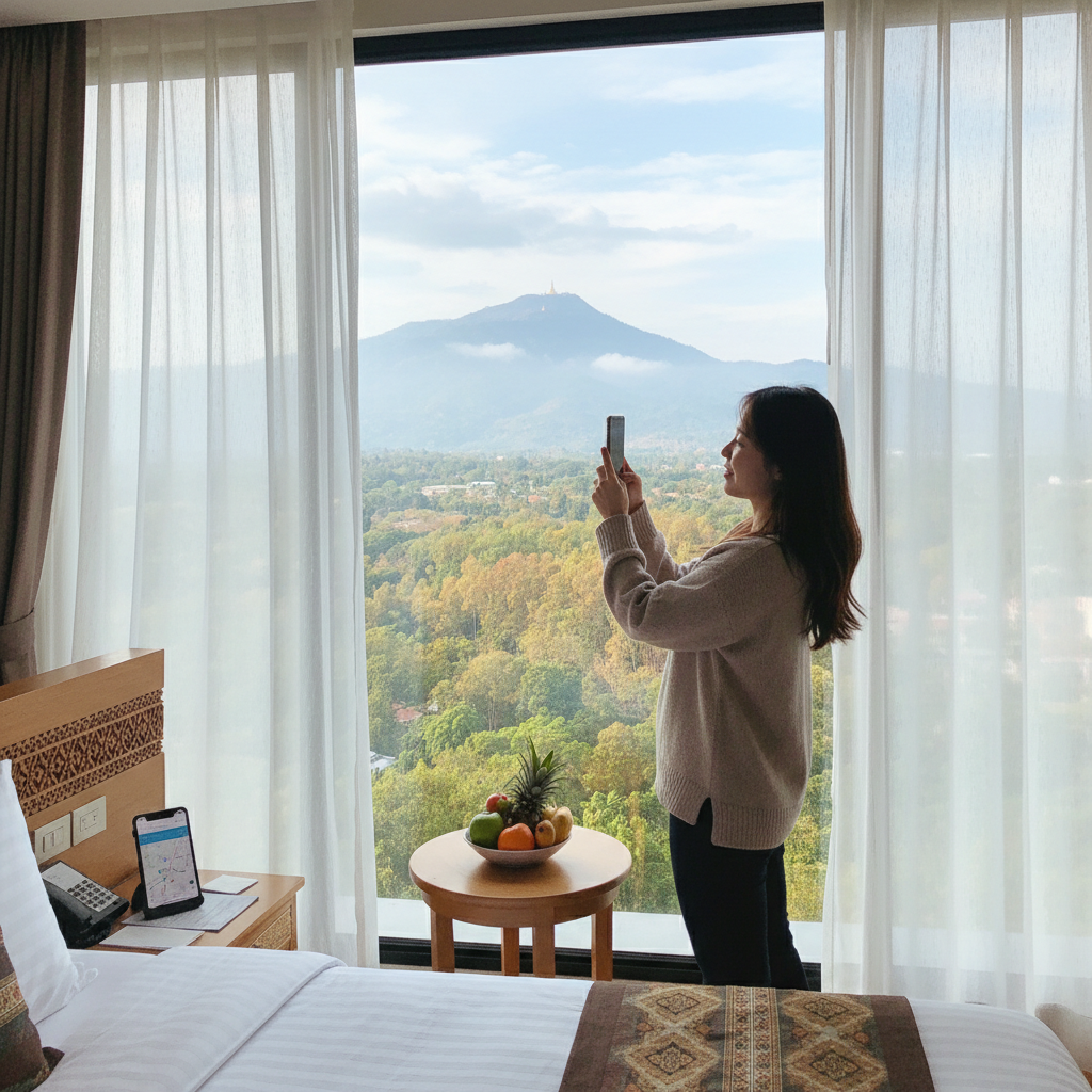 호텔 방에서 바라본 도이수텝 산 전경