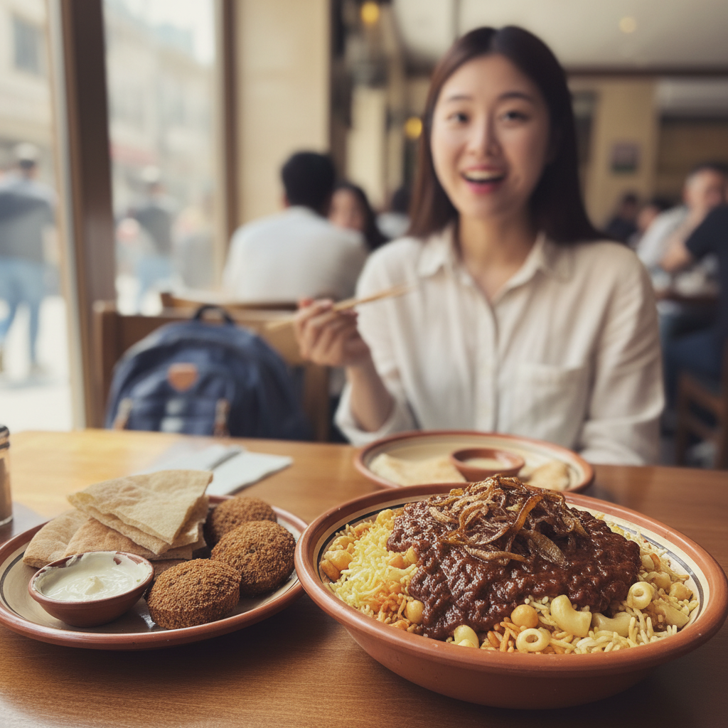 현지 레스토랑에서 먹은 코샤리와 팔라펠