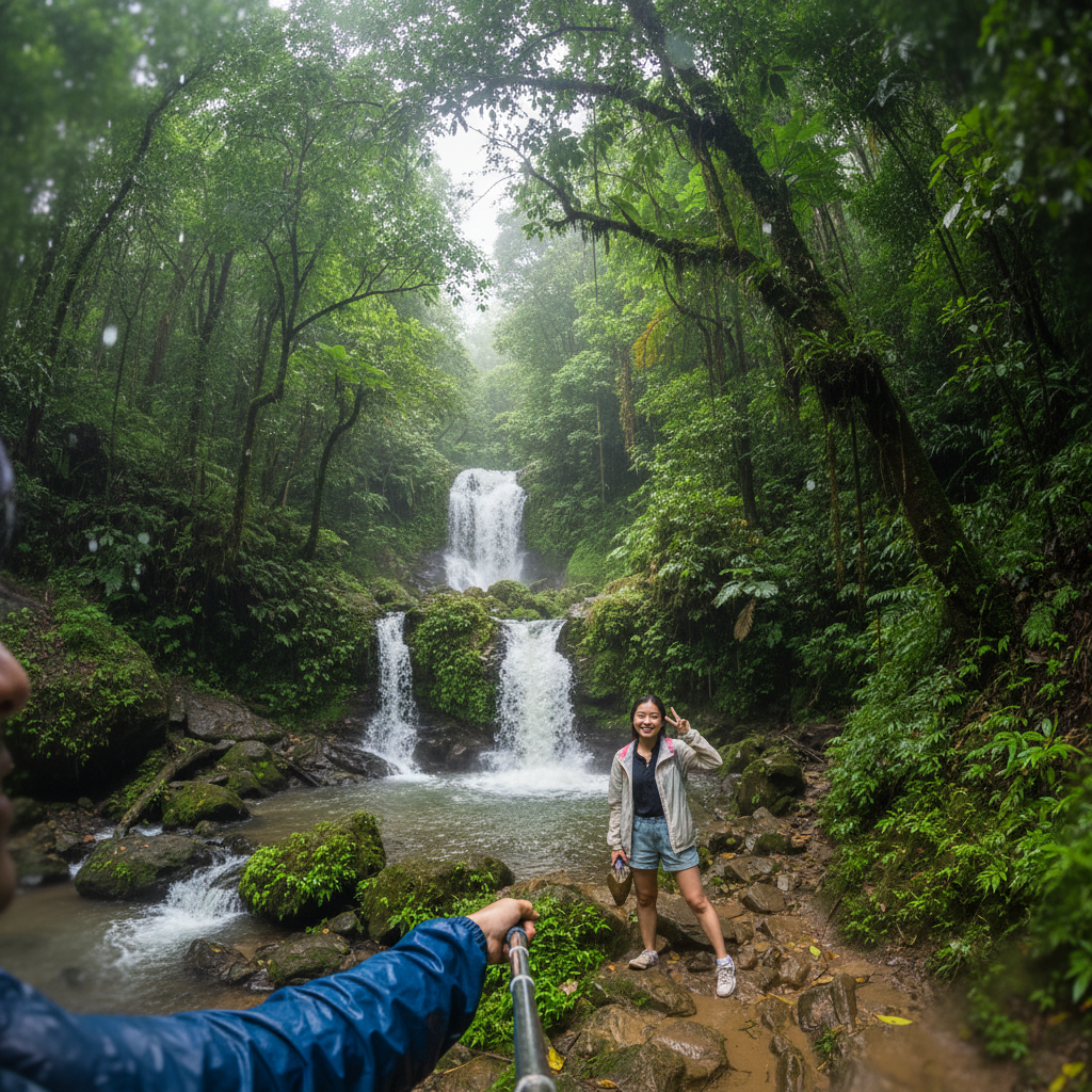 도이인타논 국립공원의 울창한 숲과 폭포
