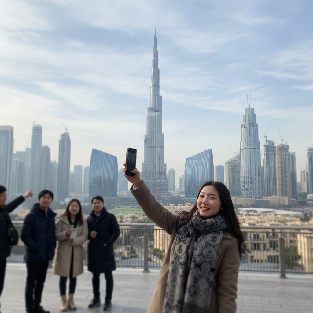 두바이 스카이라인 전경과 버즈 칼리파