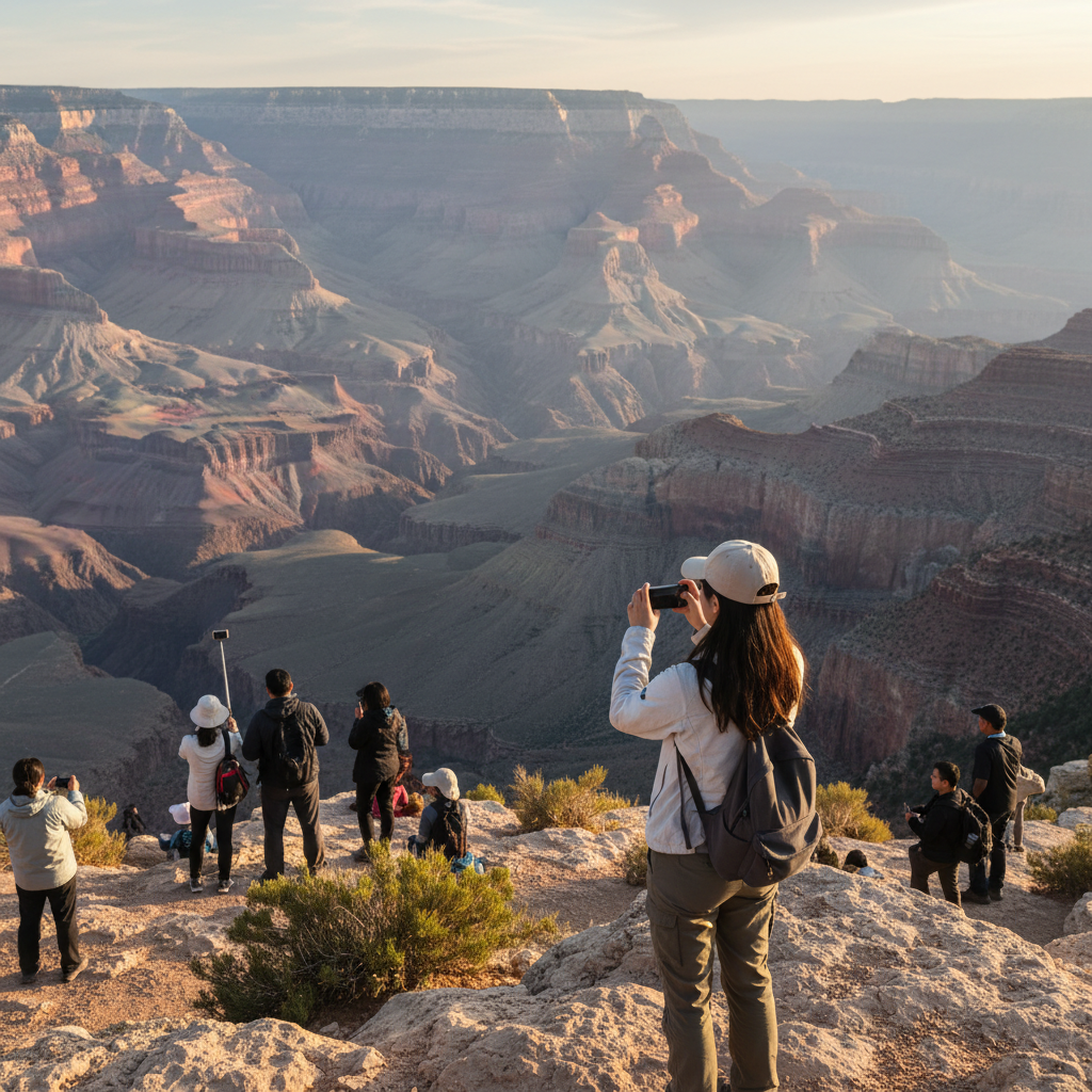 그랜드 캐니언의 웅장한 전경과 붉은 절벽