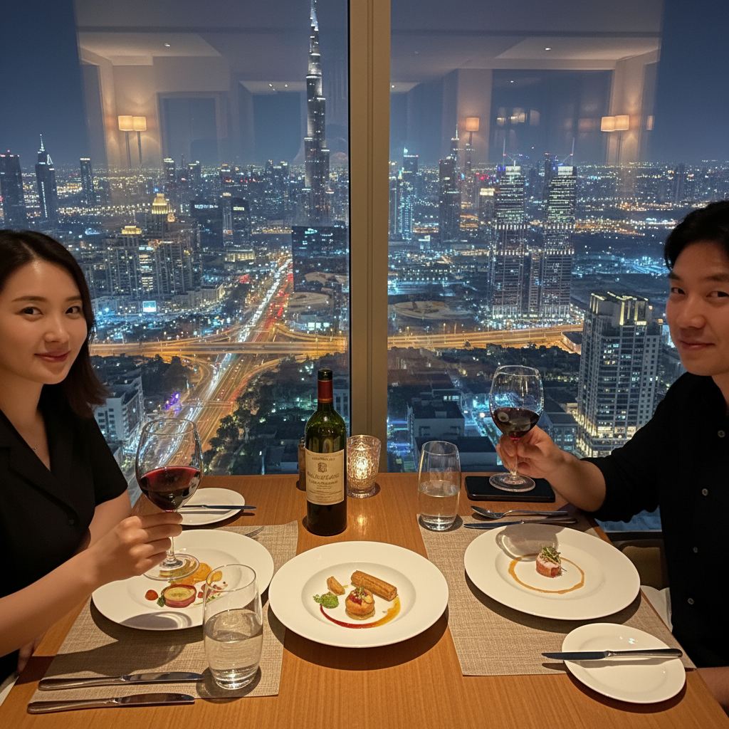 앳모스피어 라운지에서의 파인다이닝과 야경