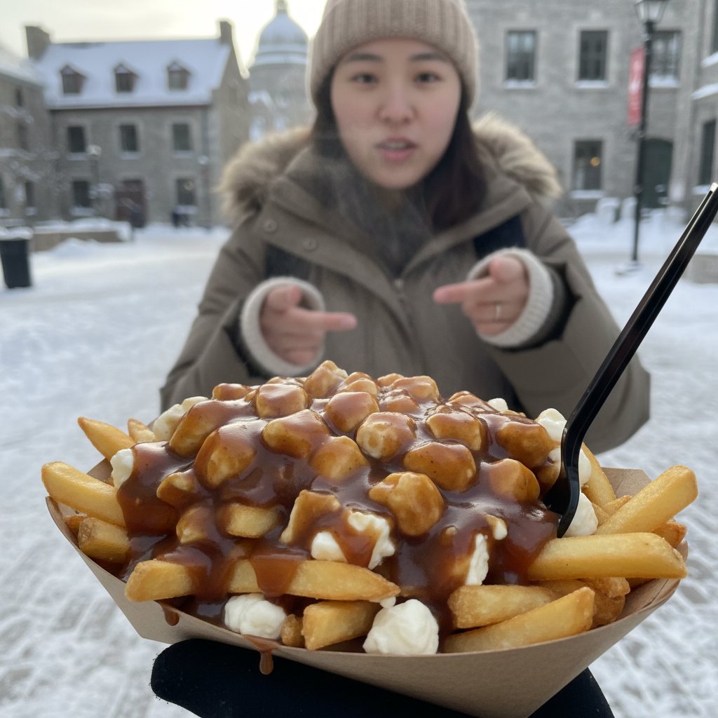 몬트리올 올드 포트에서 맛본 푸틴 요리