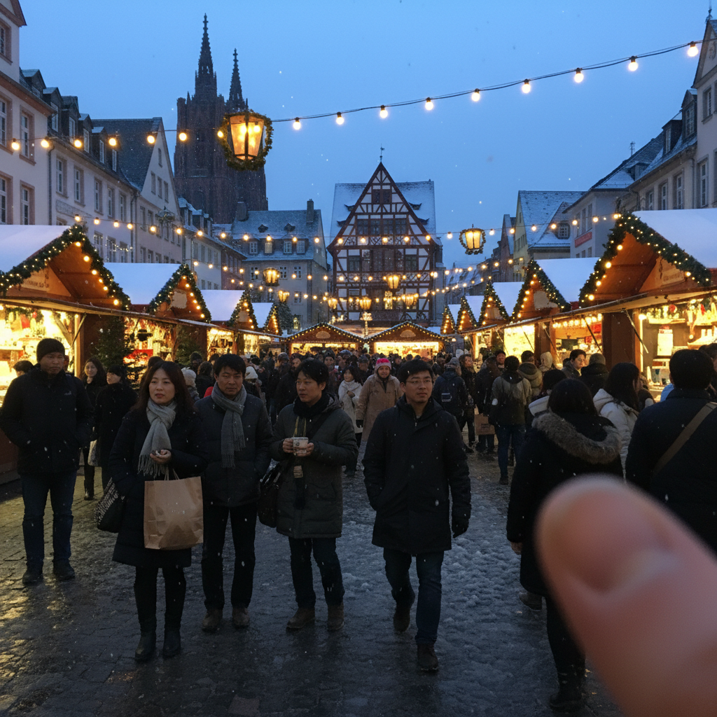 프랑크푸르트 겨울 전경과 크리스마스 마켓