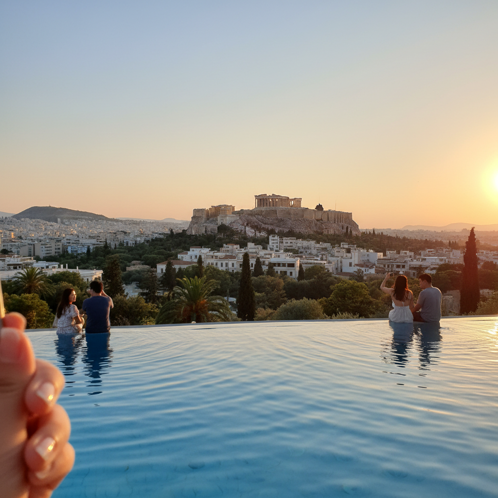인피니티 풀과 아크로폴리스 전망