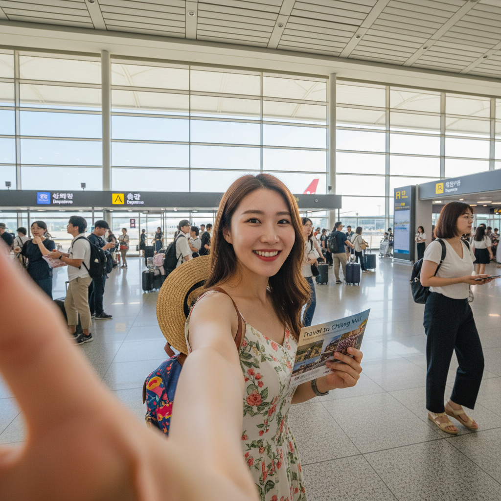 인천공항 출국장에서 찍은 셀카