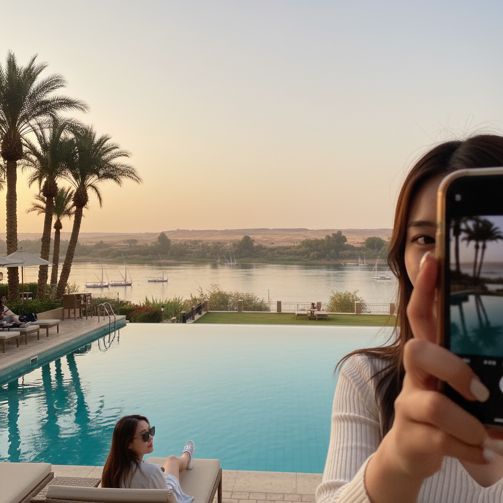 나일강이 보이는 소피텔 레전드 호텔 수영장